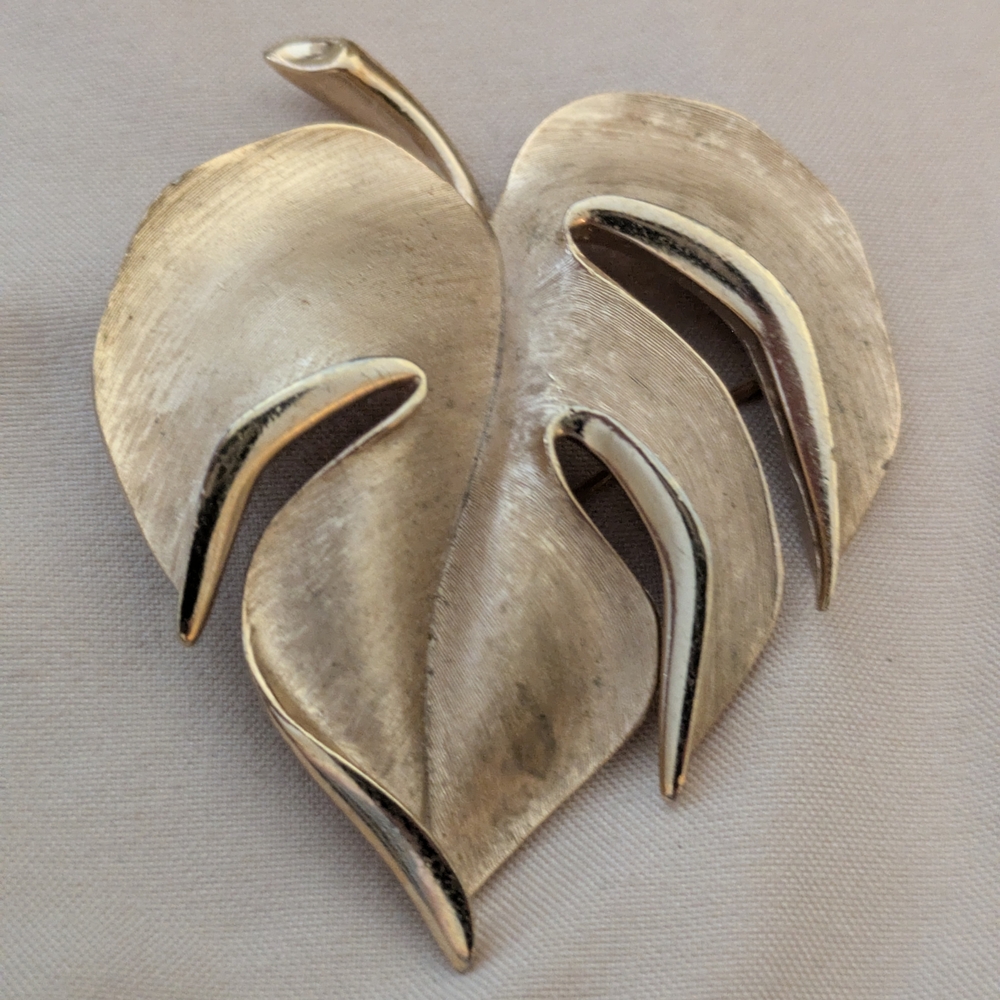 Trifari Signed Gold-Tone Leaf Brooch